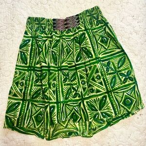 Anthropologie Green & Yellow Block Print Skirt - Size 6